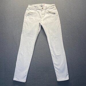 Cabi #5317 Zip Accent Curvy Skinny White Jeans Stretch Denim Women’s Size 8